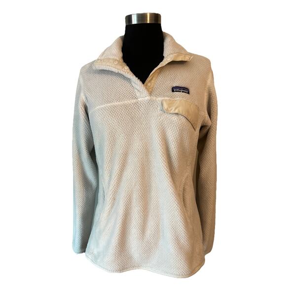 Patagonia Re-Tool Snap-T Fleece Pullover Womens Medium Cream Jacket Fleece - Picture 1 of 5